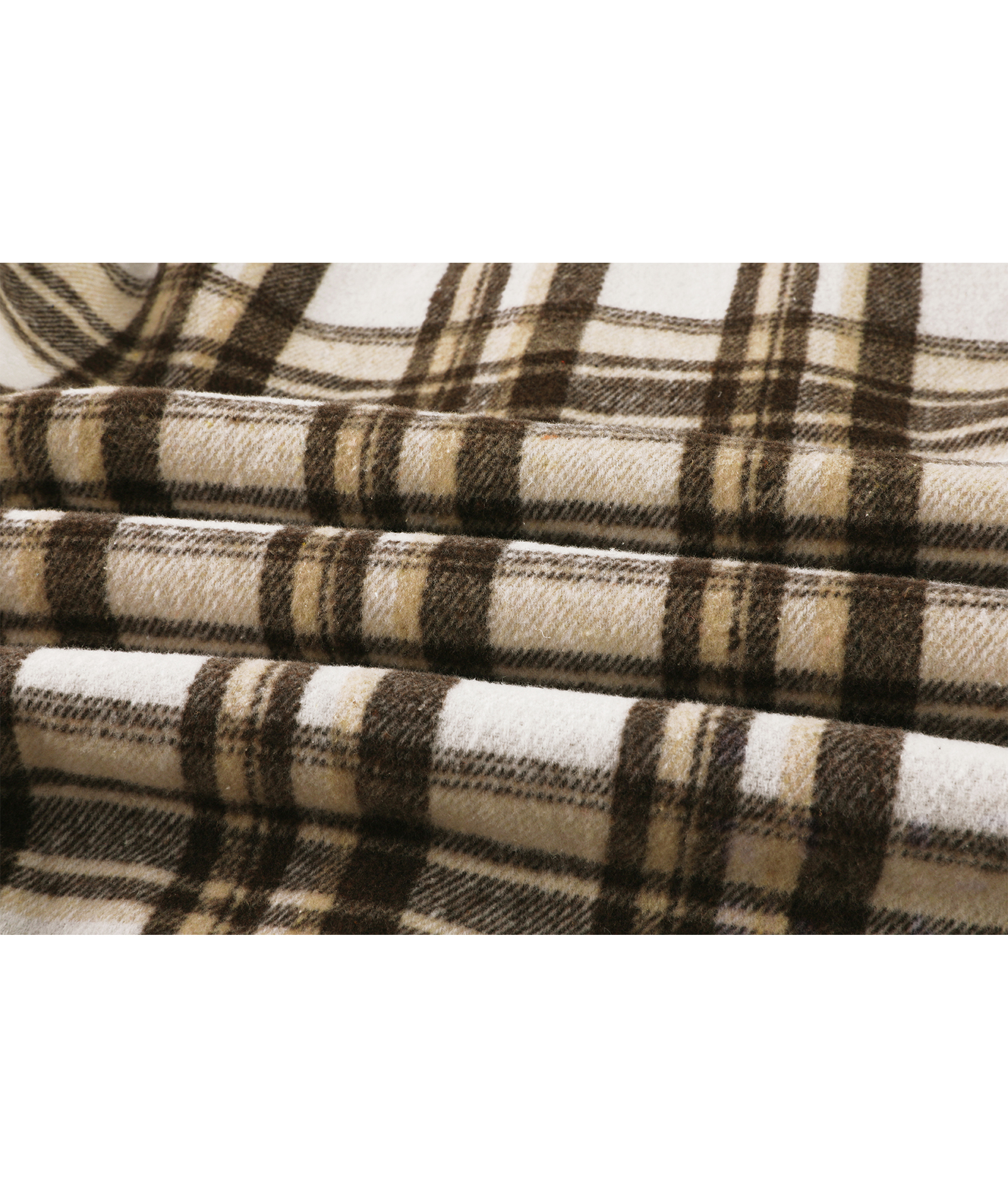 Men's Long Sleeve Full Zipper Plaid Fleece Shirt-CUMJA04084