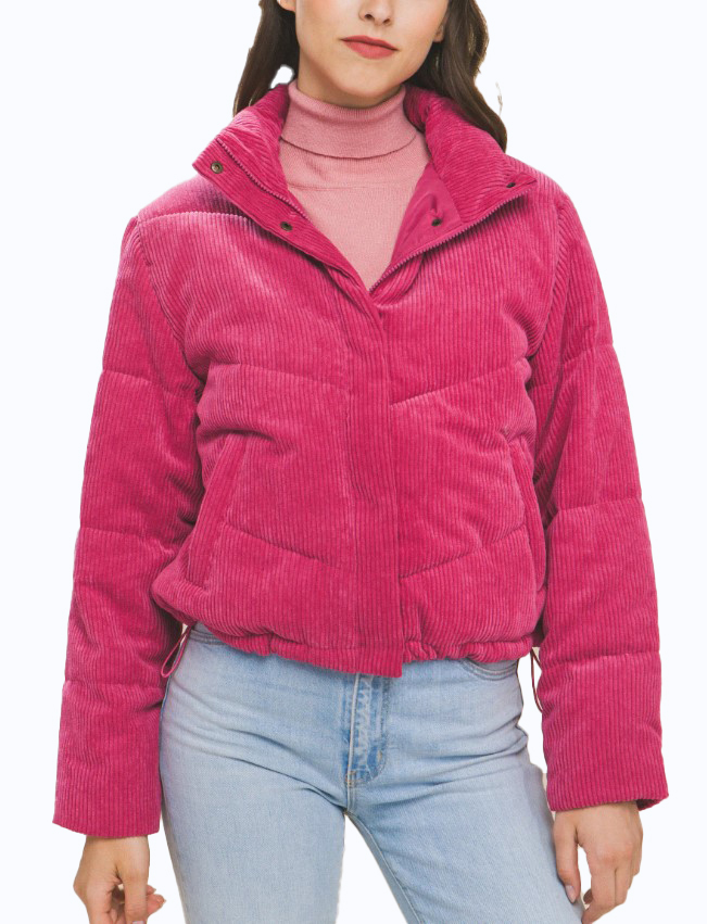 JACKETW Women's Corduroy Stand Collar Jacket-LT-W-6850