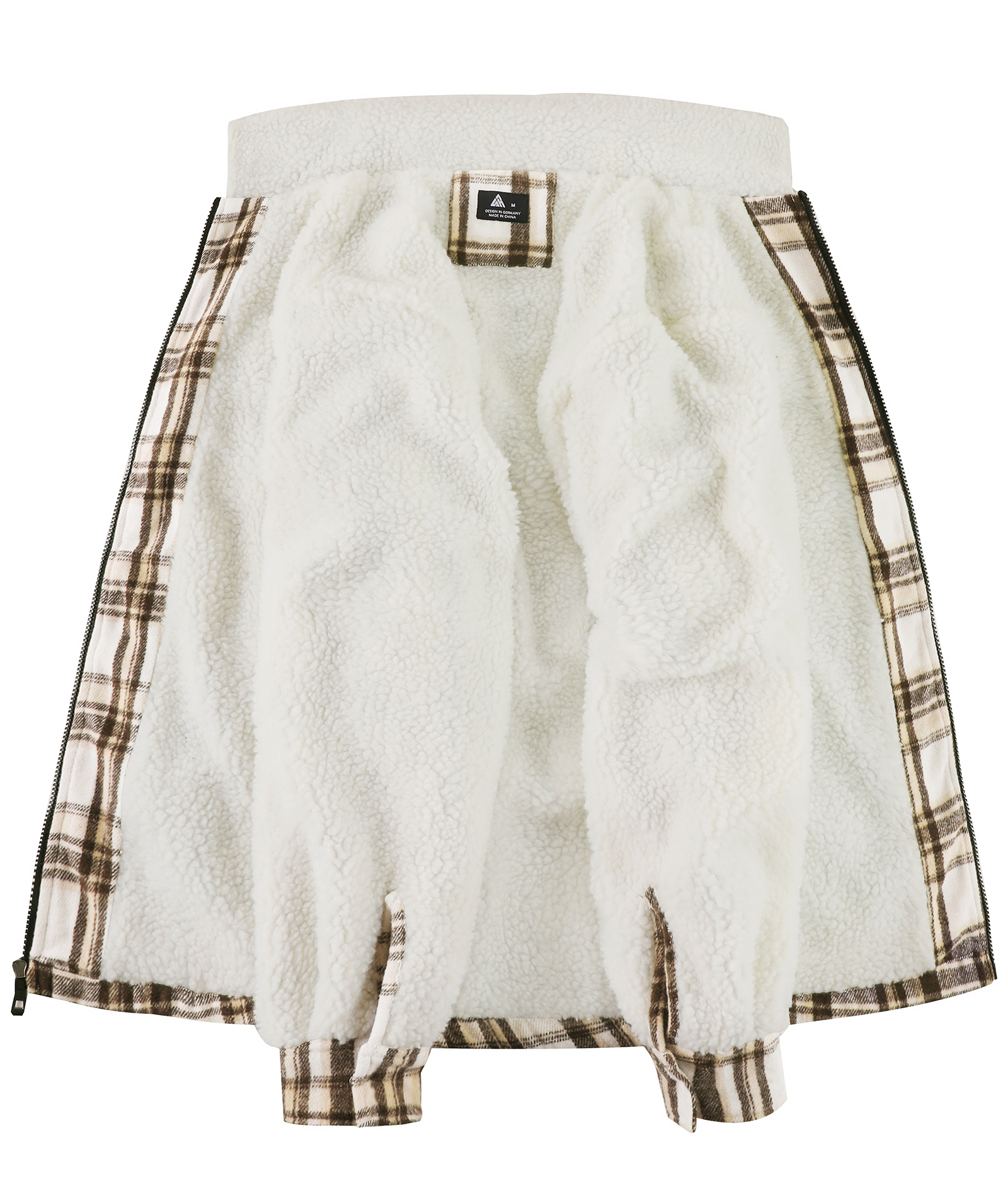 Men's Long Sleeve Full Zipper Plaid Fleece Shirt-CUMJA04084