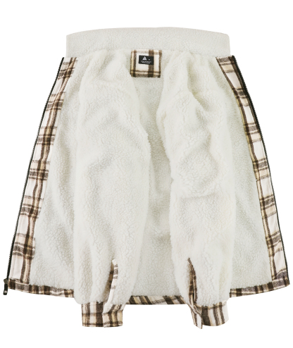 Men's Long Sleeve Full Zipper Plaid Fleece Shirt-CUMJA04084