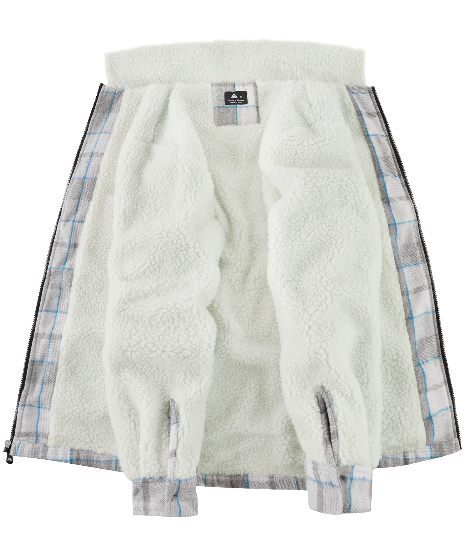 Men's Long Sleeve Full Zipper Plaid Fleece Shirt-CUMJA04084