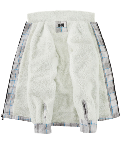 Men's Long Sleeve Full Zipper Plaid Fleece Shirt-CUMJA04084