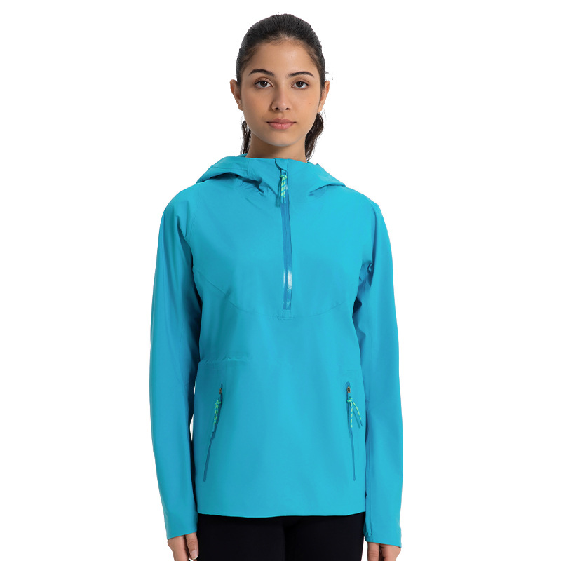 JACKETW Mountain Jacket Windproof and Waterproof Half-zip Hooded Travel Jacket for Women DAW040