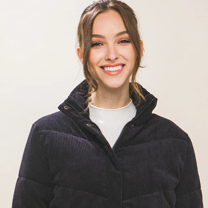 JACKETW Women's Corduroy Stand Collar Jacket-LT-W-6850