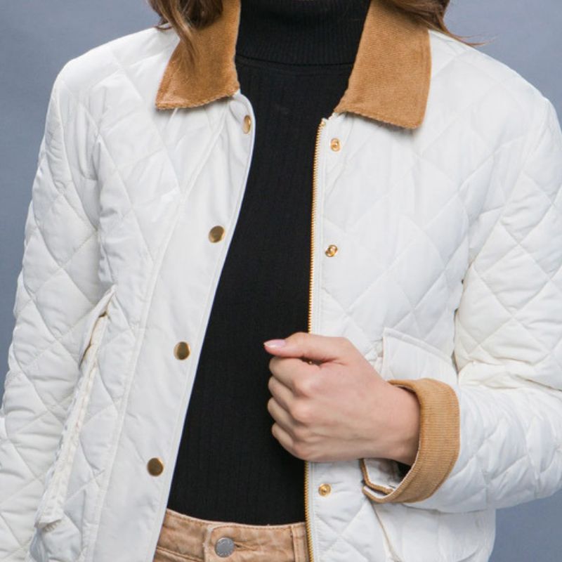 JACKETW Women's Short Diamond Pattern Quilted Padded Jacket -LT-W-6981 