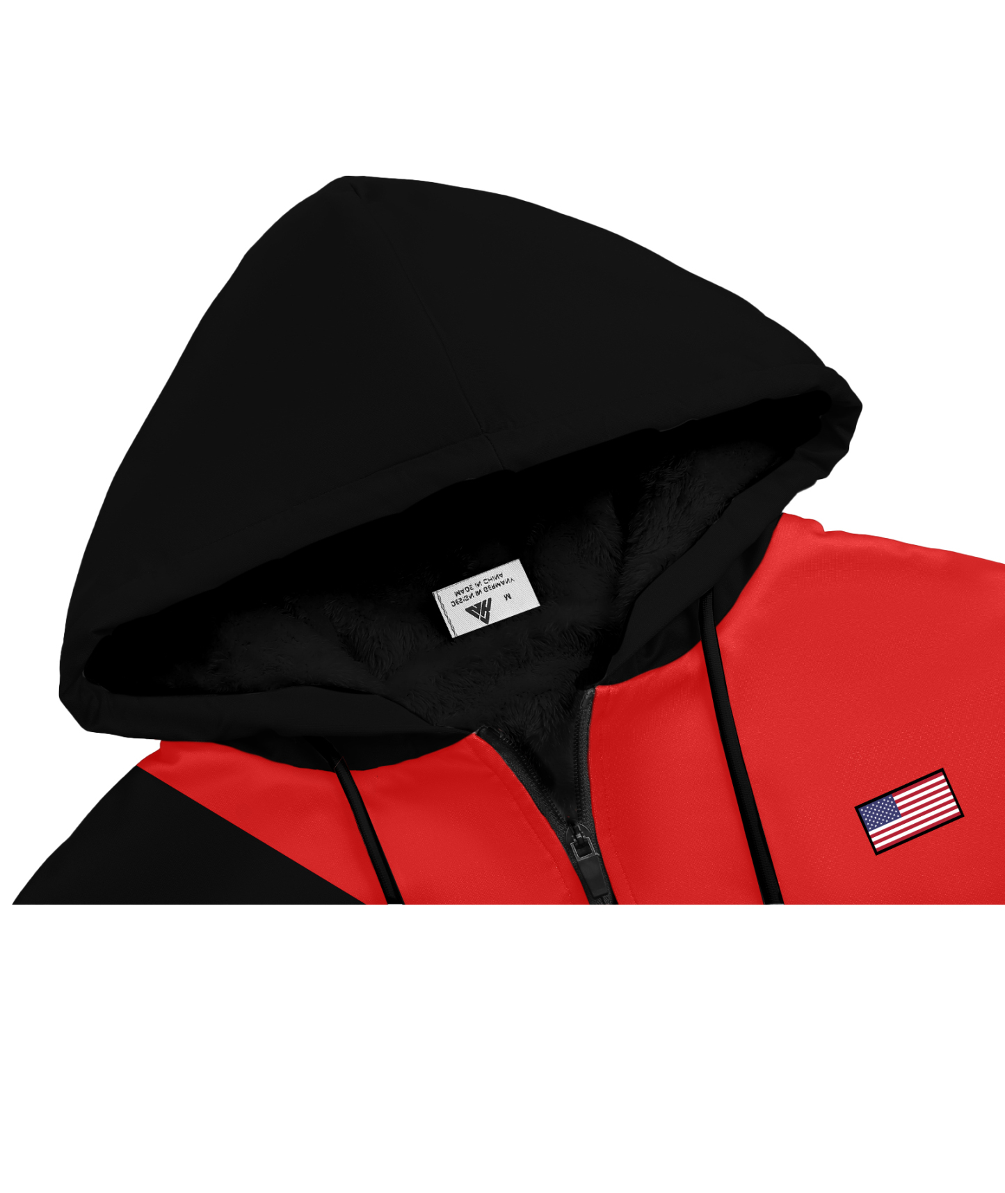 Men's Full Zipper Color Block Casual Fleece Hoodie-CFMWY00056