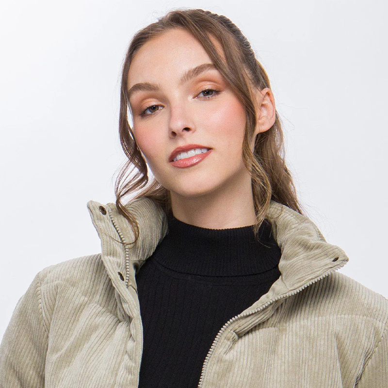 JACKETW Women's Corduroy Stand Collar Jacket-LT-W-6850