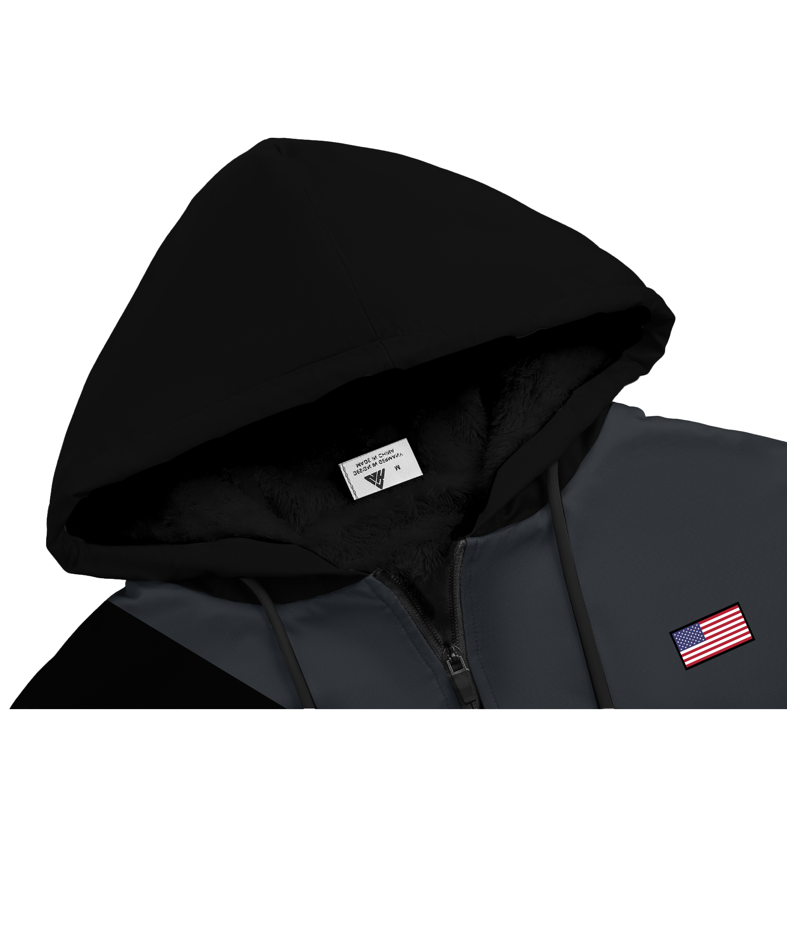 Men's Full Zipper Color Block Casual Fleece Hoodie-CFMWY00056