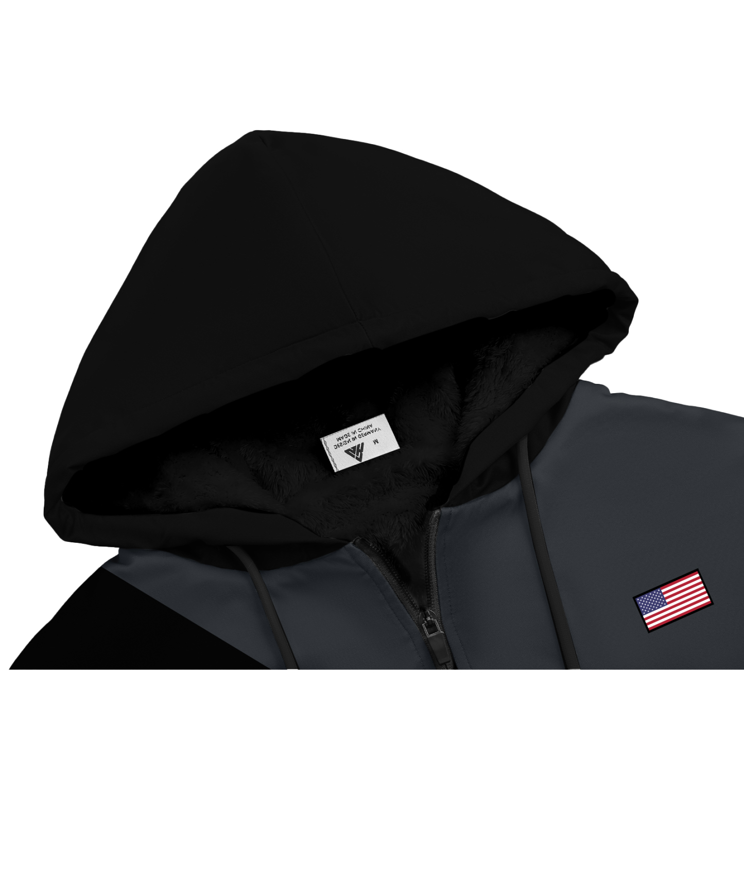 Men's Full Zipper Color Block Casual Fleece Hoodie-CFMWY00056