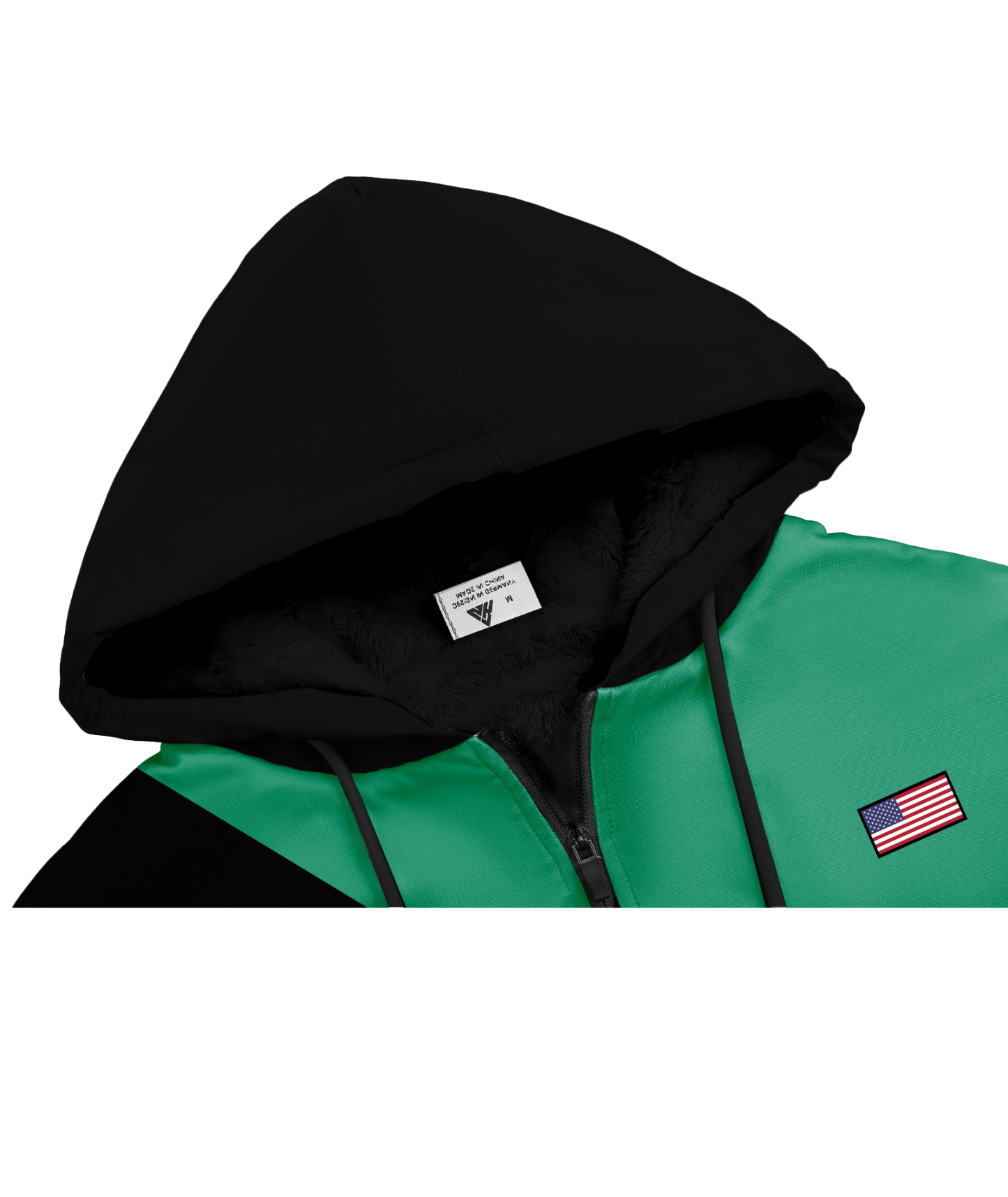 Men's Full Zipper Color Block Casual Fleece Hoodie-CFMWY00056