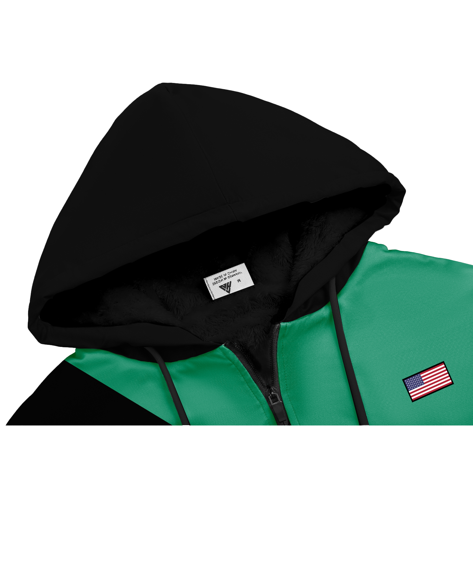 Men's Full Zipper Color Block Casual Fleece Hoodie-CFMWY00056