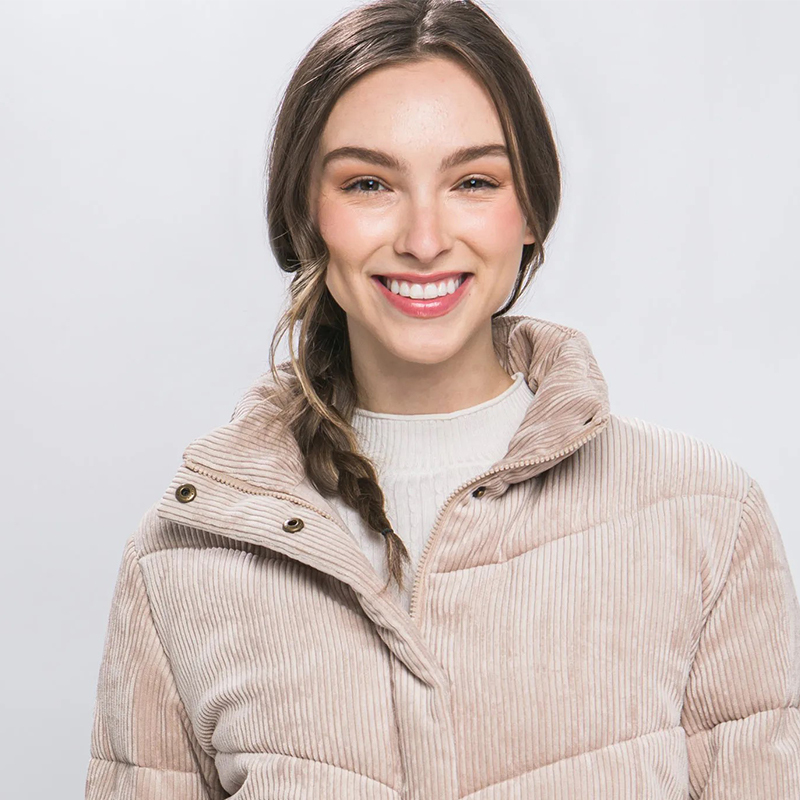 JACKETW Women's Corduroy Stand Collar Jacket-LT-W-6850