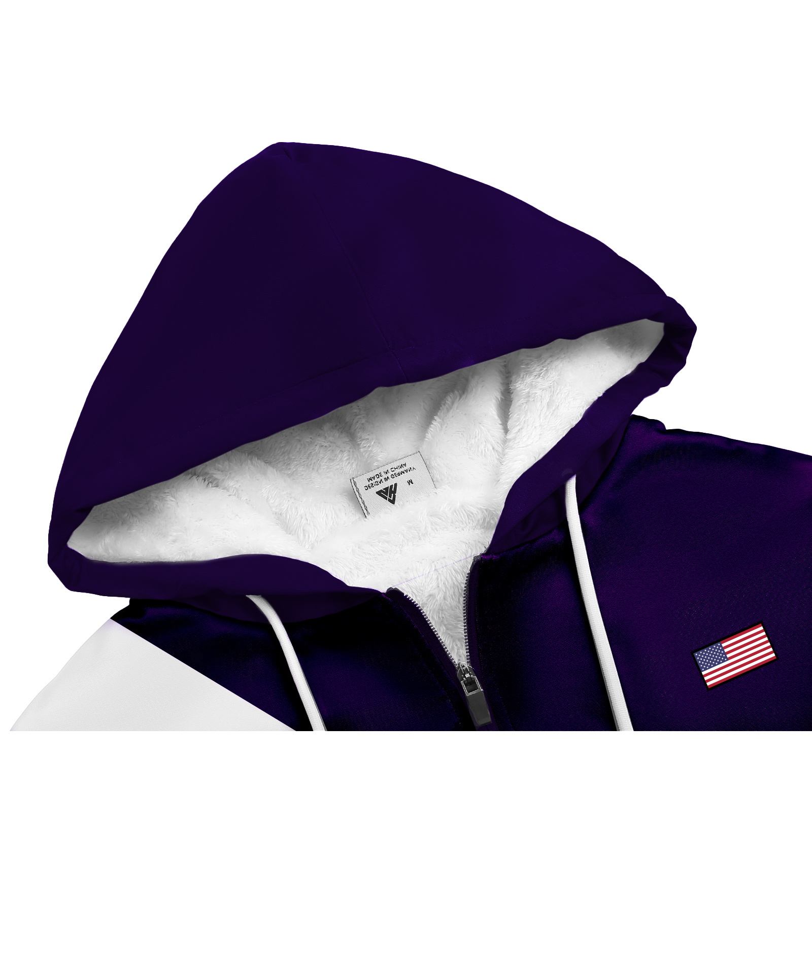 Men's Full Zipper Color Block Casual Fleece Hoodie-CFMWY00056