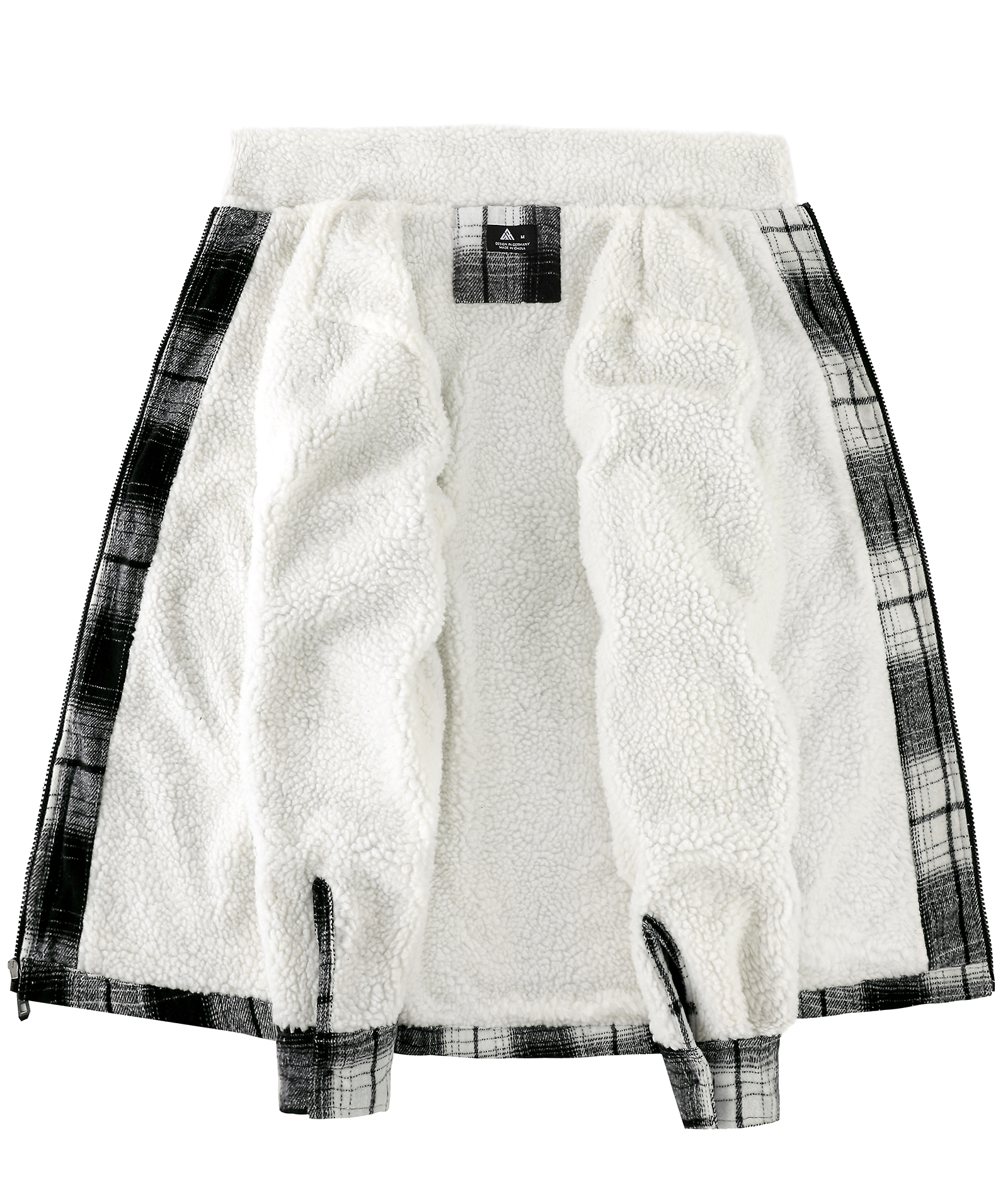 Men's Long Sleeve Full Zipper Plaid Fleece Shirt-CUMJA04084