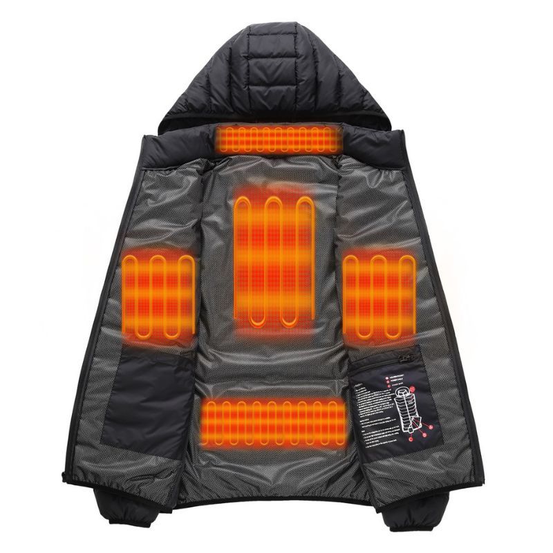JACKETW Men's Electric Heating Lightweight Winter Hooded Ski Jacket -ZH1001