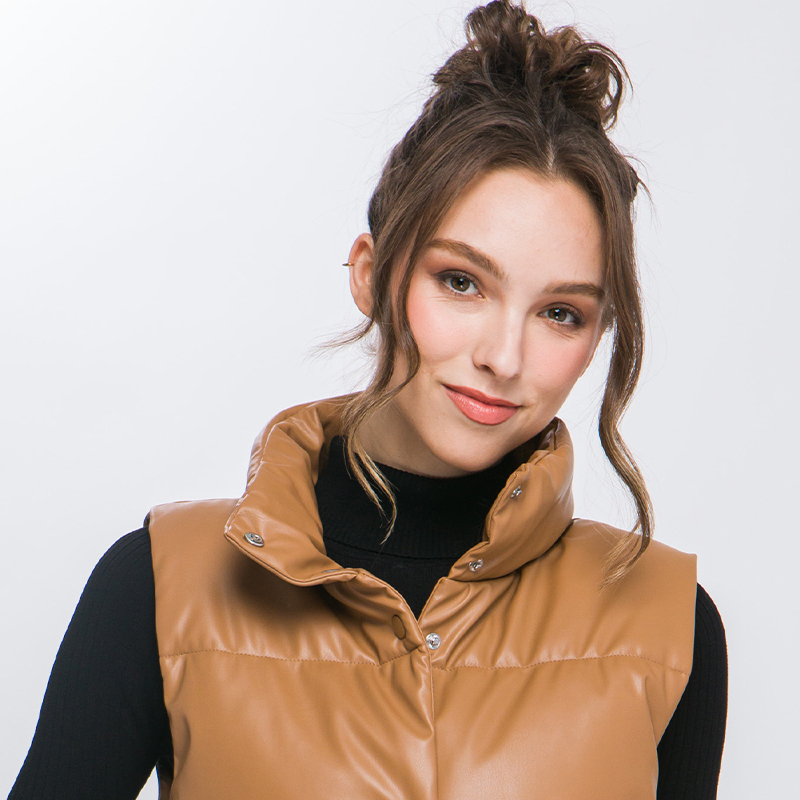 JACKETW Women's PU Short Leather Vest Jacket-LT-W-6820