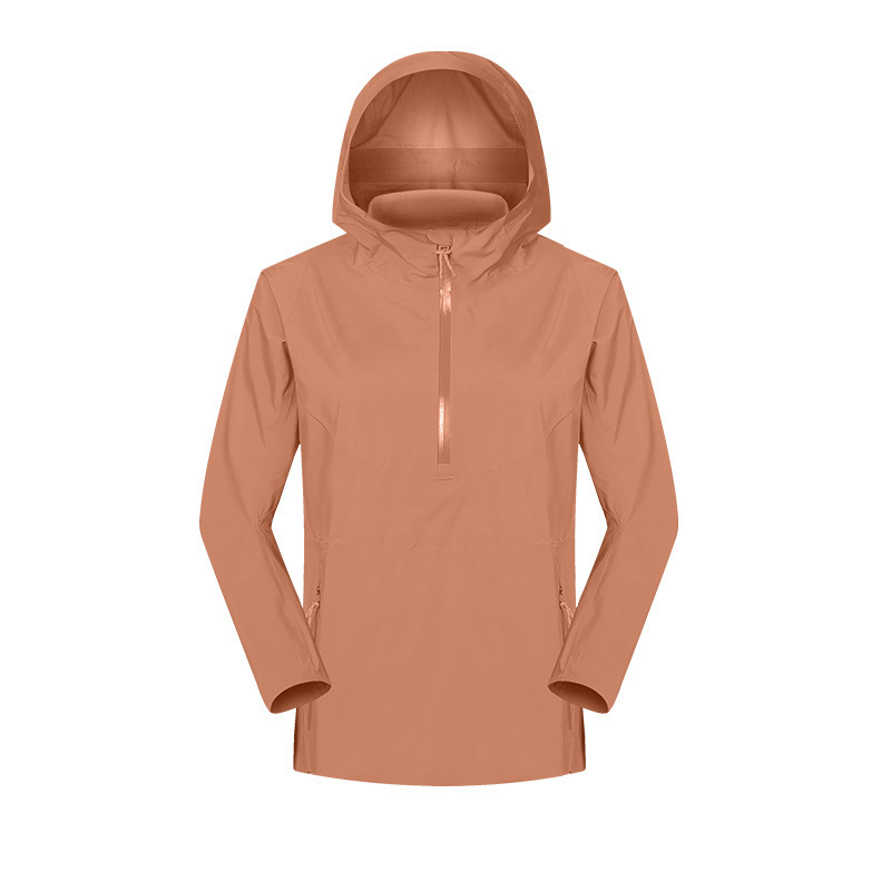 JACKETW Mountain Jacket Windproof and Waterproof Half-zip Hooded Travel Jacket for Women DAW040