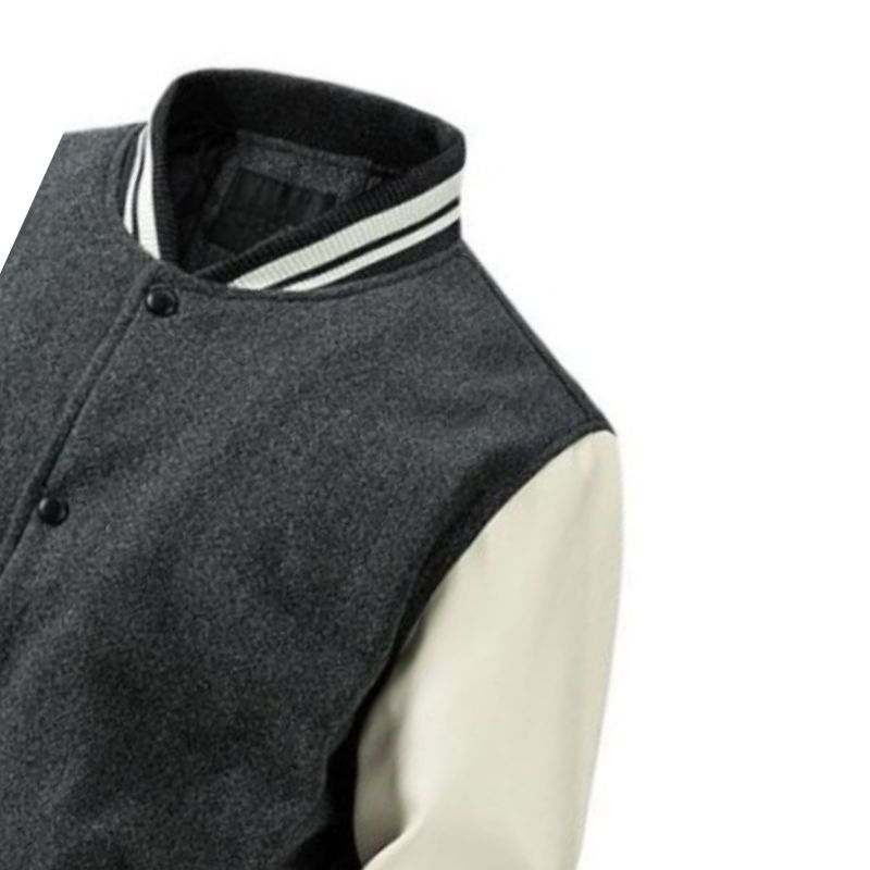 JACKETW Men’s Varsity Jackets Baseball Letterman Wool Sleeves Bomber Jacket-ZH123