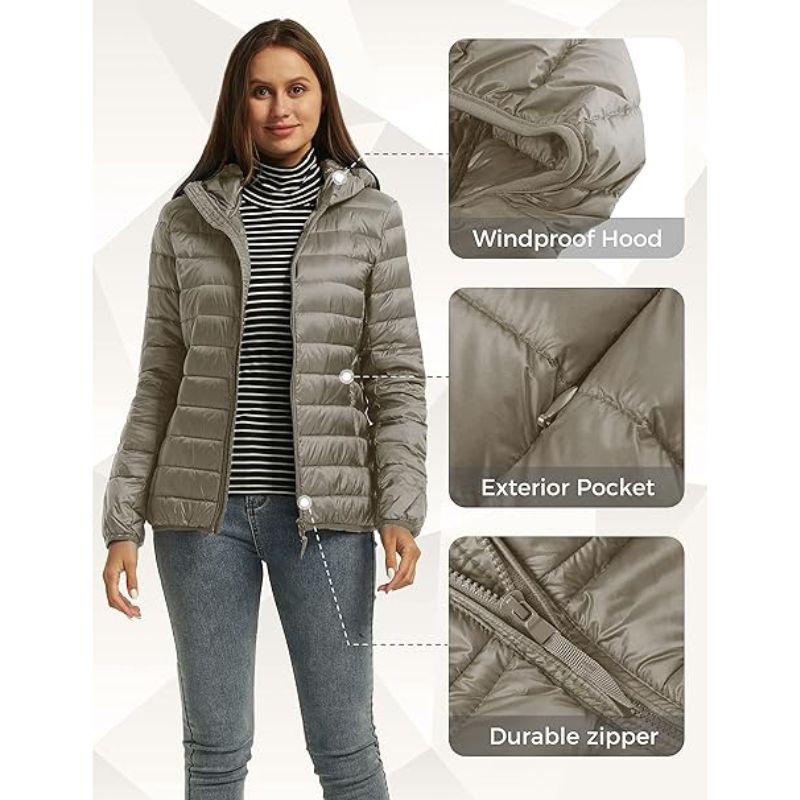 JACKETW Women's Full Zip Lightweight Winter Down Jacket-DJ19005