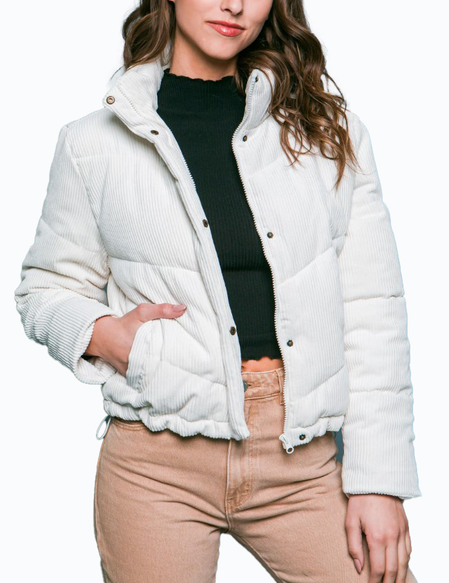 JACKETW Women's Corduroy Stand Collar Jacket-LT-W-6850