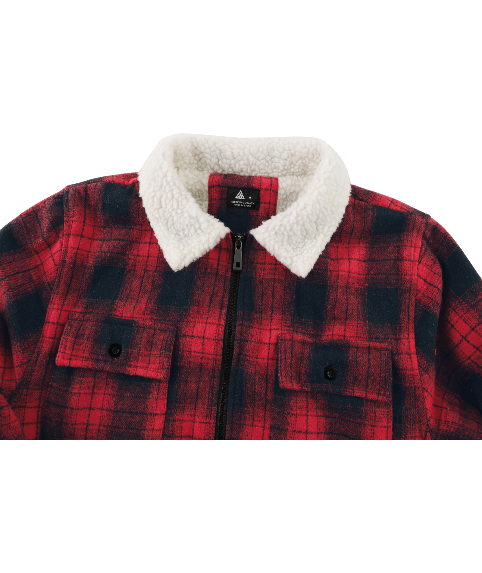 Men's Long Sleeve Full Zipper Plaid Fleece Shirt-CUMJA04084