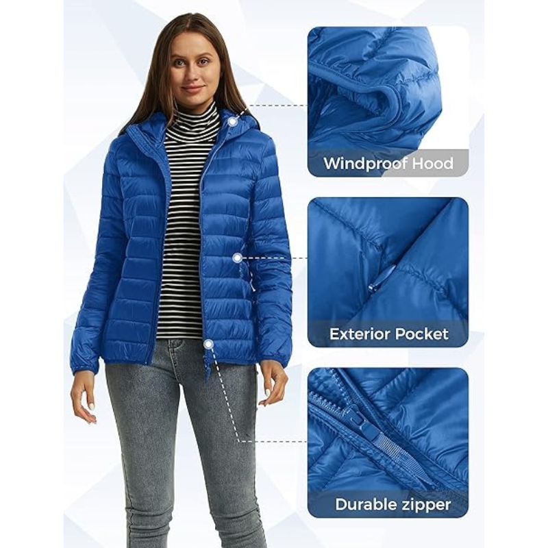 JACKETW Women's Full Zip Lightweight Winter Down Jacket-DJ19005