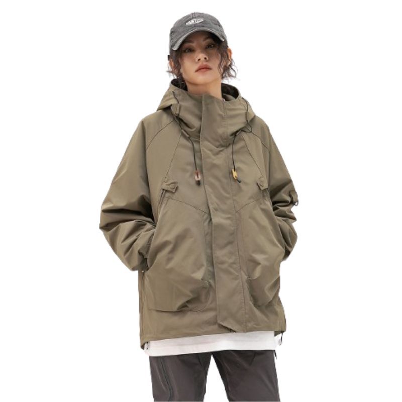 JACKETW Women's Lightweight Outdoor Windbreaker Solid Zipper Loose Jacket- ZH113