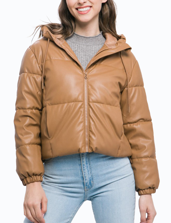 JACKETW Women's Short Hooded Puffer Down Jacket-LT-W-6961