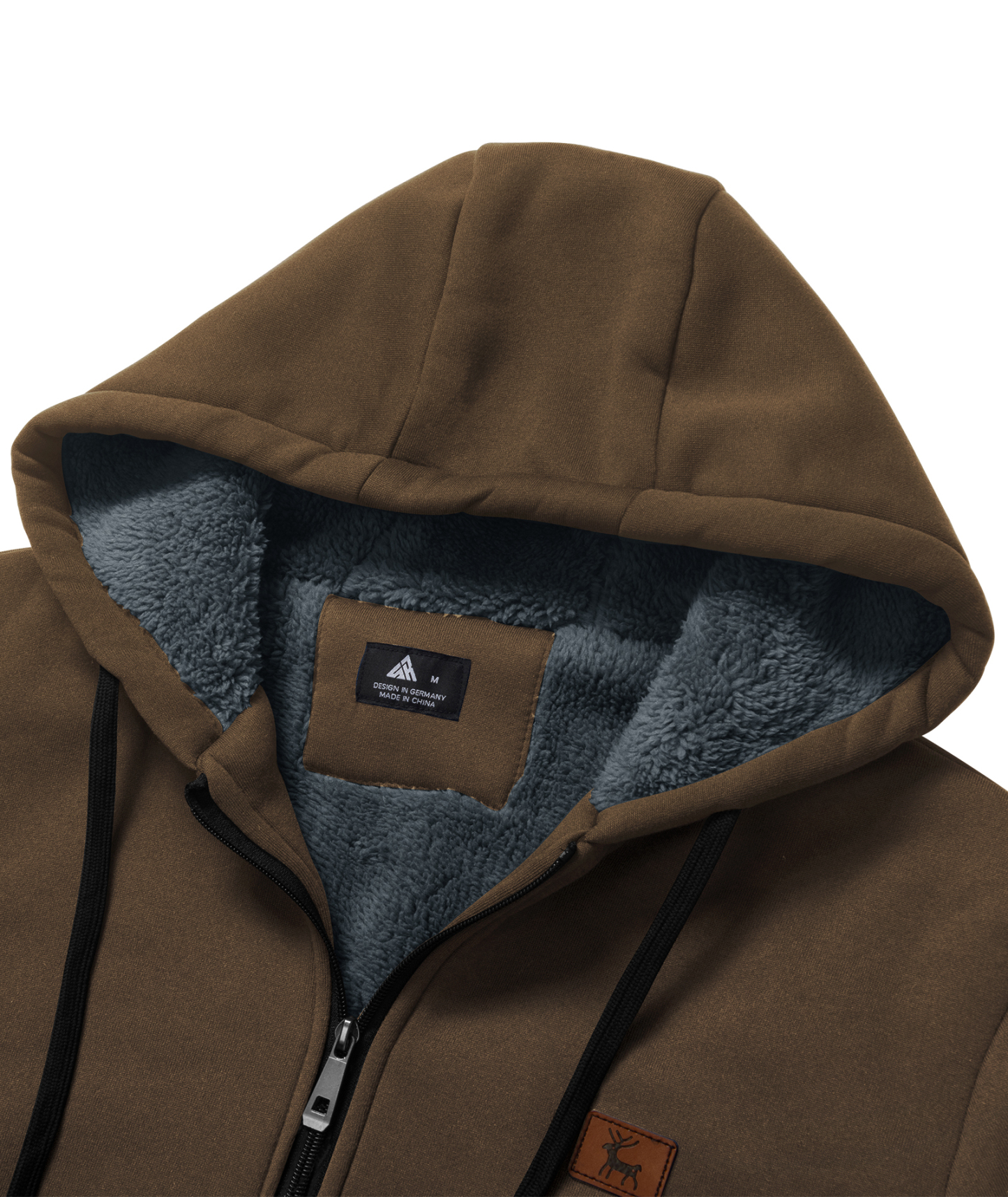Men's Solid Color Full Zipper Fleece Hoodie-CUMFH04093