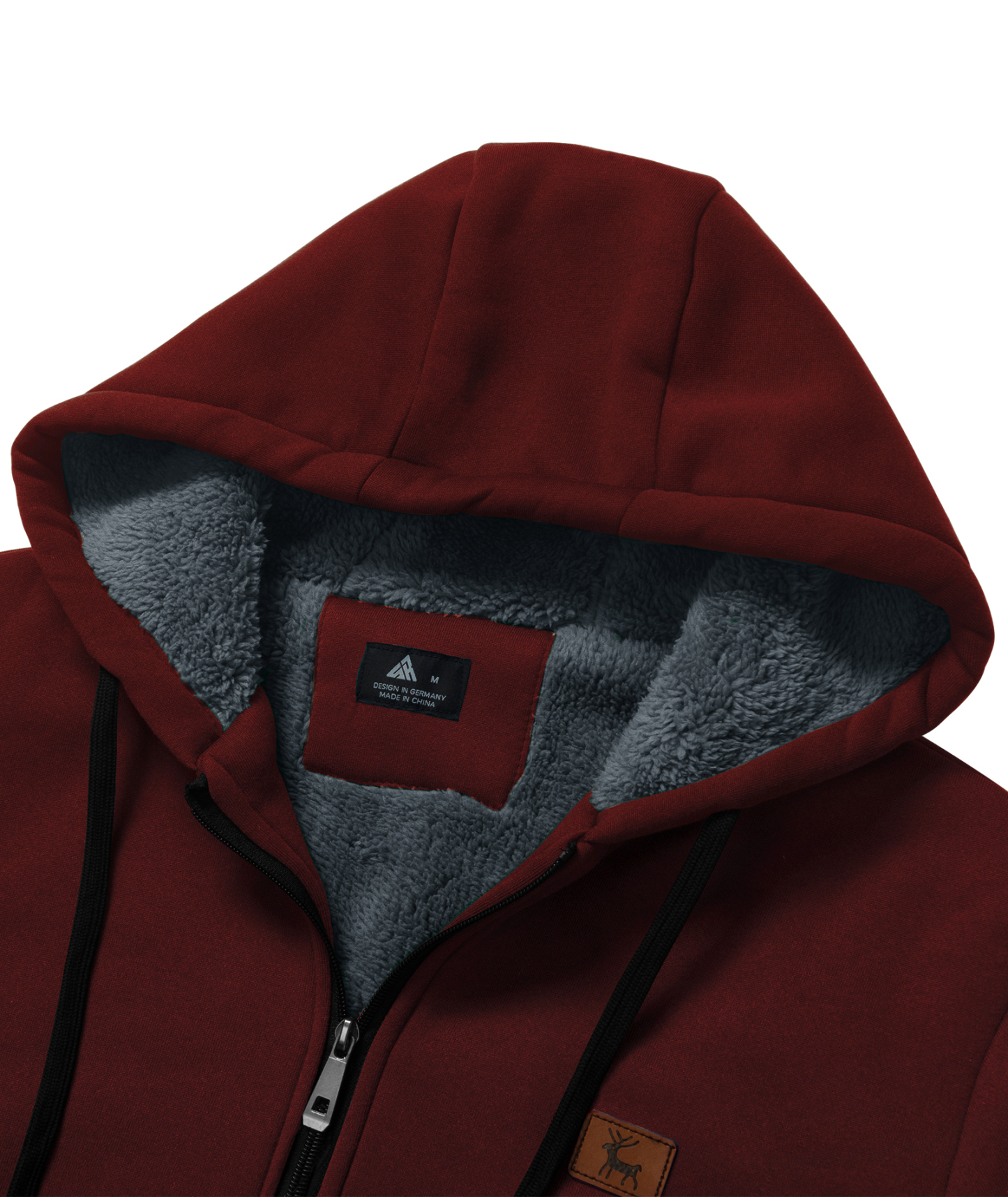 Men's Solid Color Full Zipper Fleece Hoodie-CUMFH04093