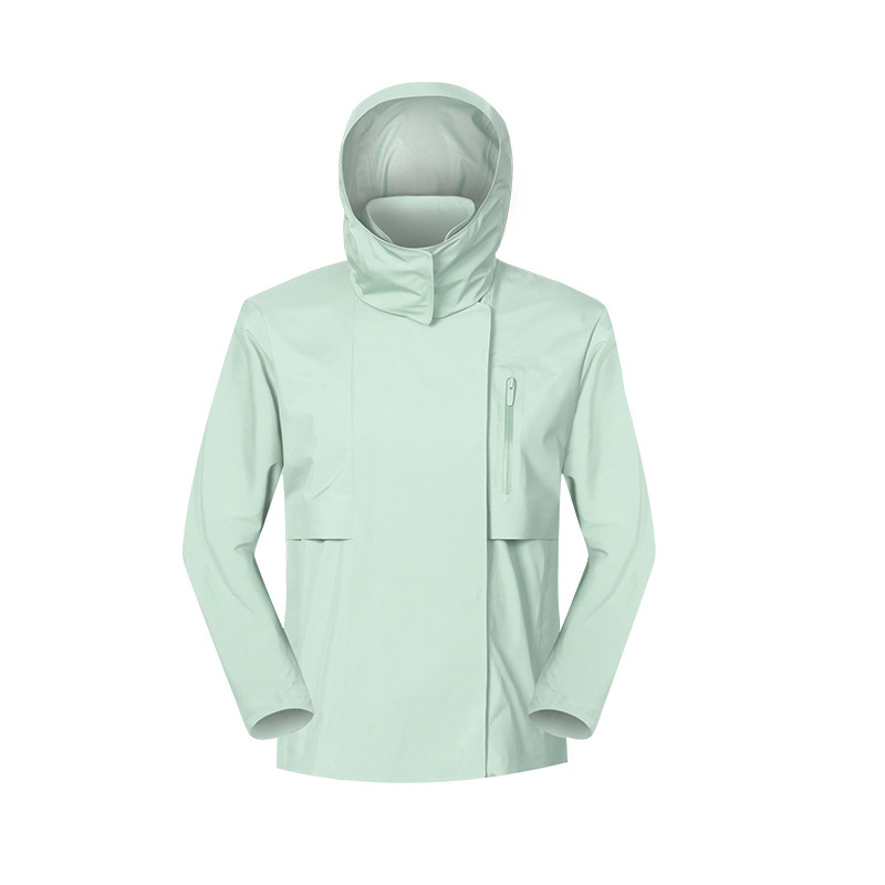 JACKETW Women's Multifunctional Detachable Hood Short Windproof Windbreaker Waterproof Jacket DAW039