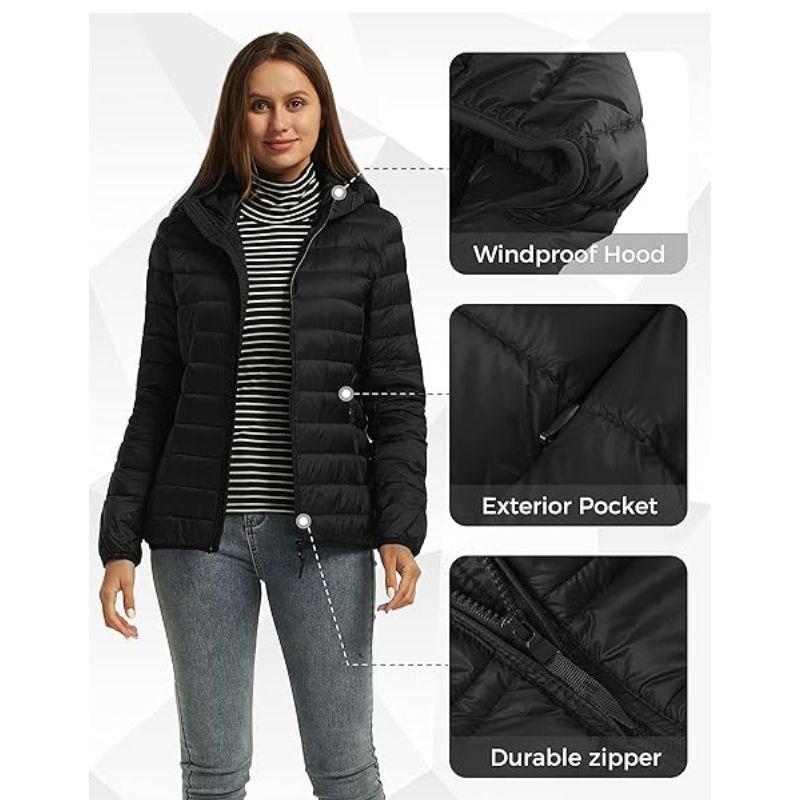 JACKETW Women's Full Zip Lightweight Winter Down Jacket-DJ19005