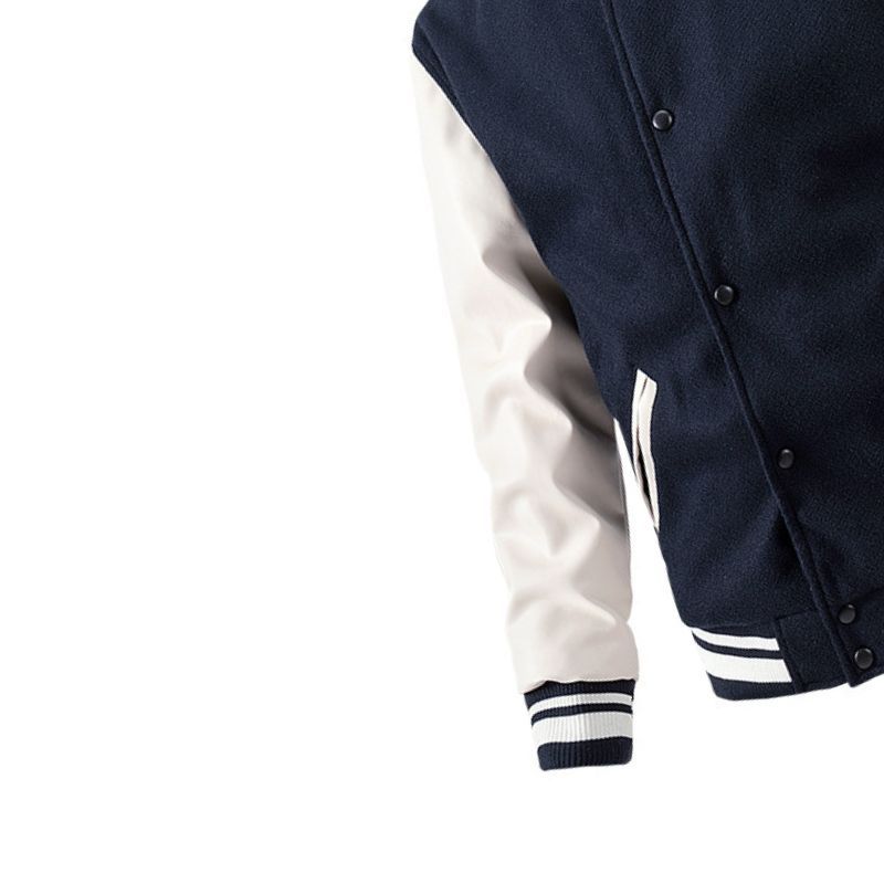 JACKETW Men’s Varsity Jackets Baseball Letterman Wool Sleeves Bomber Jacket-ZH123