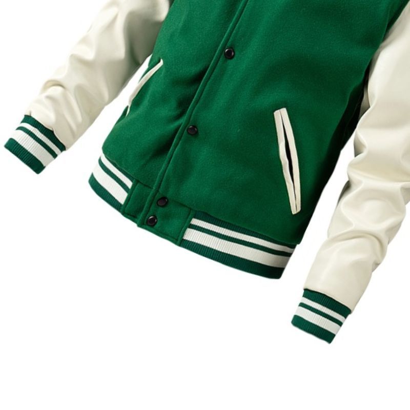 JACKETW Men’s Varsity Jackets Baseball Letterman Wool Sleeves Bomber Jacket-ZH123
