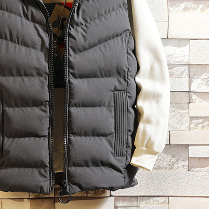 JACKETW Men's Fleece Hooded Solid Color Zipper High Neck Sleeveless Jacket-ZH117