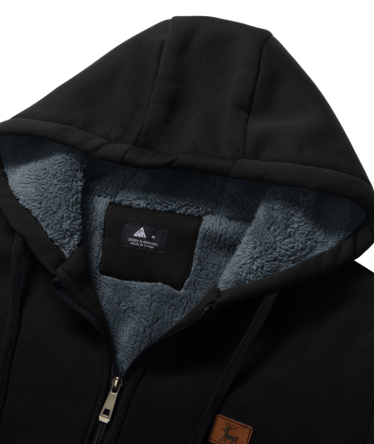 Men's Solid Color Full Zipper Fleece Hoodie-CUMFH04093