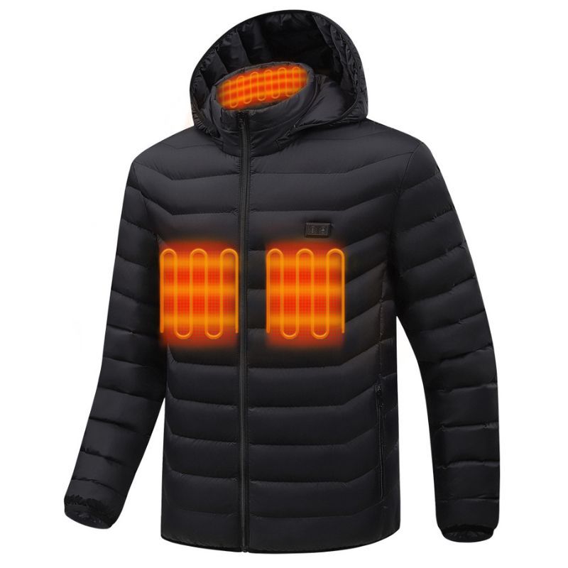 JACKETW Men's Electric Heating Coat Lightweight Winter Hooded Heating 