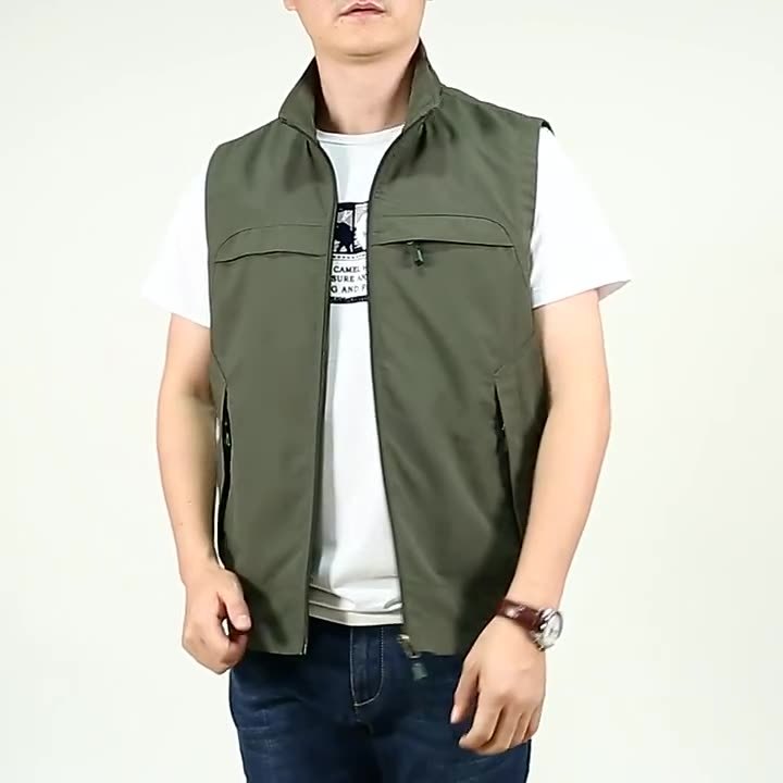 JACKETW Men's Sleeveless Solid Vest Jacket-CAL10021