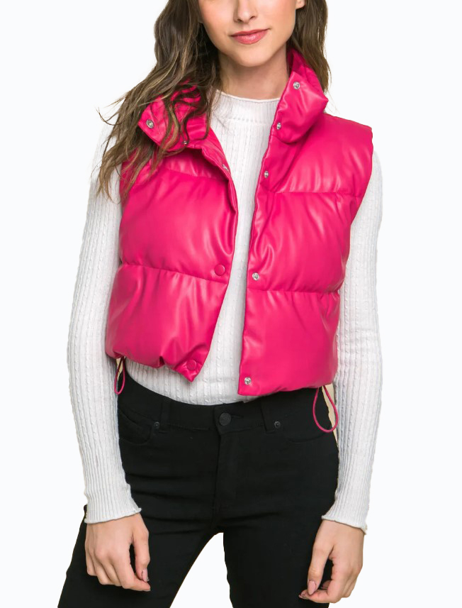 JACKETW Women's PU Short Leather Vest Jacket-LT-W-6820