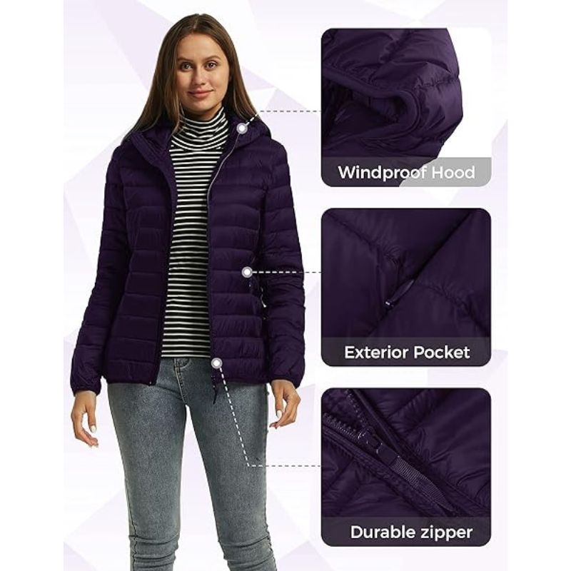 JACKETW Women's Full Zip Lightweight Winter Down Jacket-DJ19005