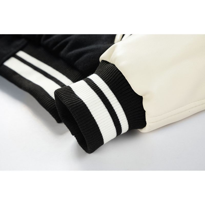 JACKETW Men’s Varsity Jackets Baseball Letterman Wool Sleeves Bomber Jacket-ZH123