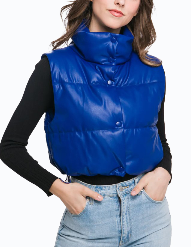 JACKETW Women's PU Short Leather Vest Jacket-LT-W-6820