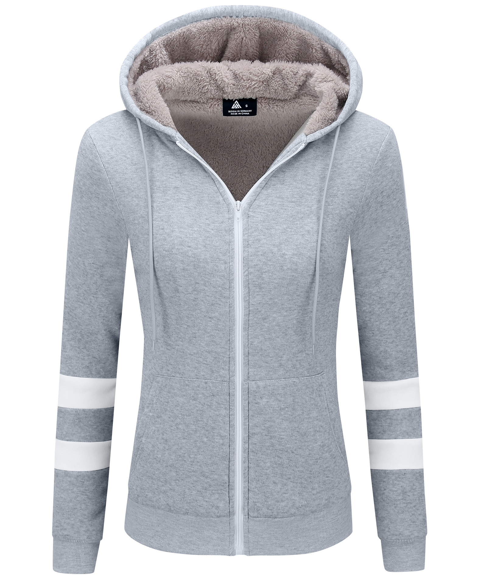 Women's Solid Color Full Zipper Fleece Hoodie-CEWFH01449