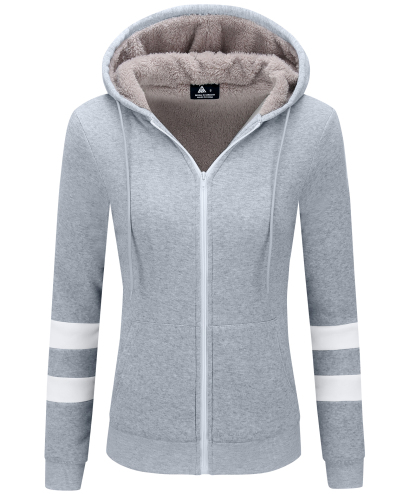 Women's Solid Color Full Zipper Fleece Hoodie-CEWFH01449