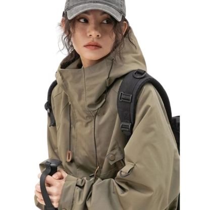 JACKETW Women's Lightweight Outdoor Windbreaker Solid Zipper Loose Jacket- ZH113