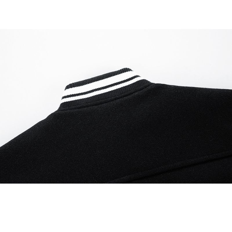 JACKETW Men’s Varsity Jackets Baseball Letterman Wool Sleeves Bomber Jacket-ZH123