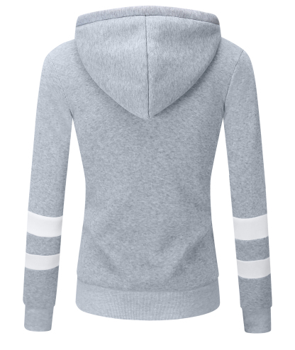 Women's Solid Color Full Zipper Fleece Hoodie-CEWFH01449