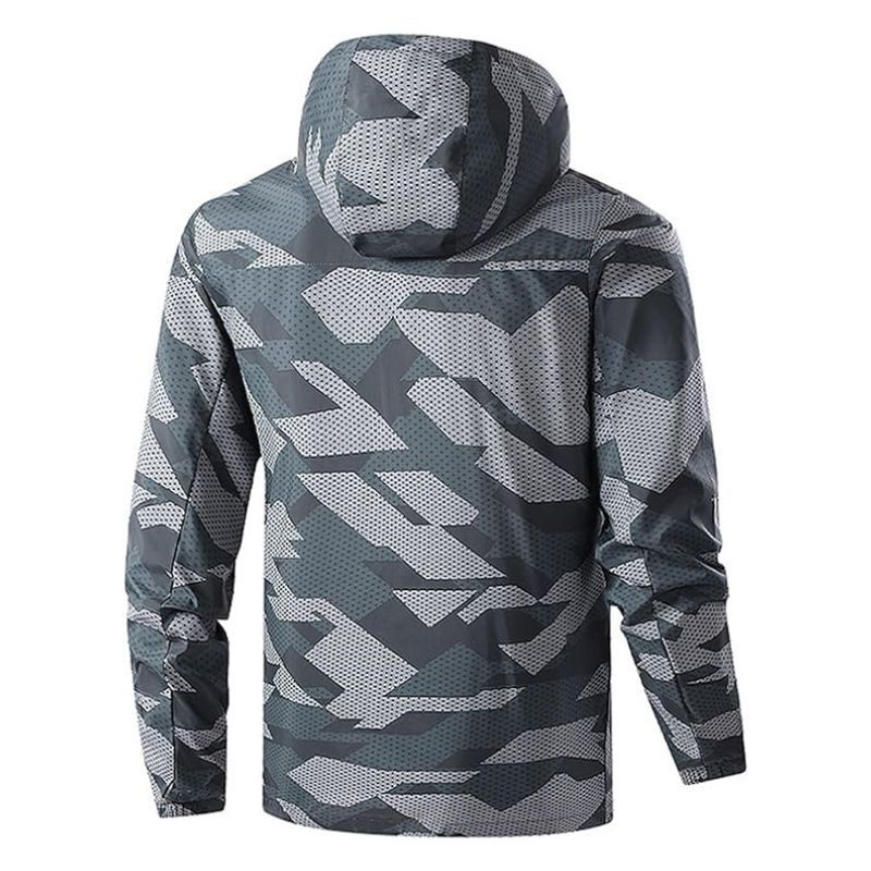 JACKETW Men'S Print Hooded Windproof Slim Sports Zipper Jacket-ZH104