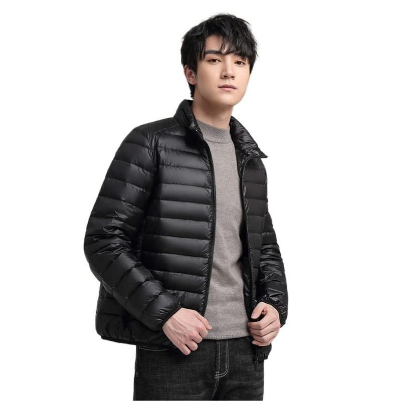 JACKETW Men's Winter Ultra Light Packable Down Hooded Slim Jacket-TU20190625H