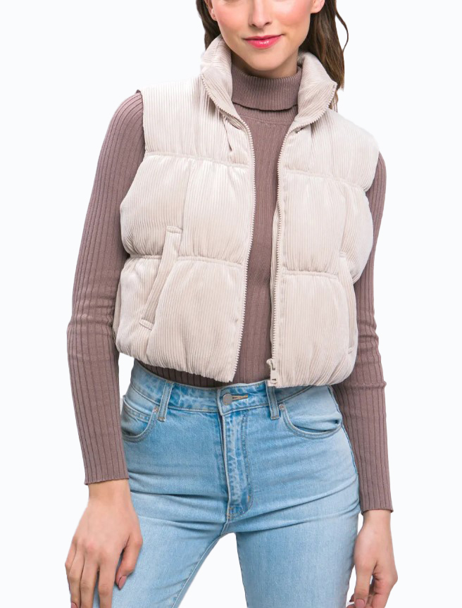 JACKETW Women's Corduroy Short Vest Jacket-  LT-W-6810 